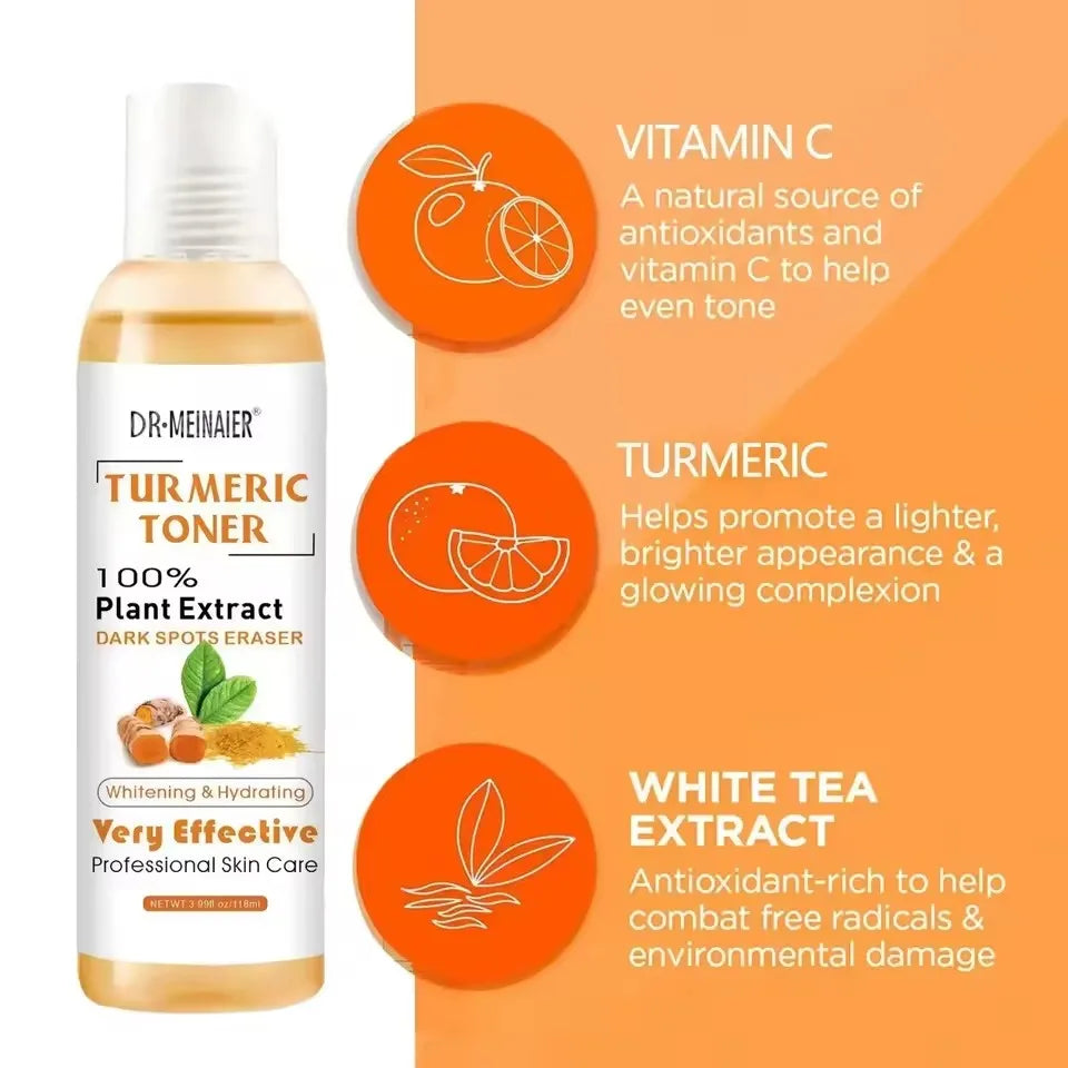 1/2/3pcs Turmeric Toner Face Brightening Dark Corrector Moisturizing Face Serum Vitamin C Ginger Essence Skin Lightener 118ml/pc
