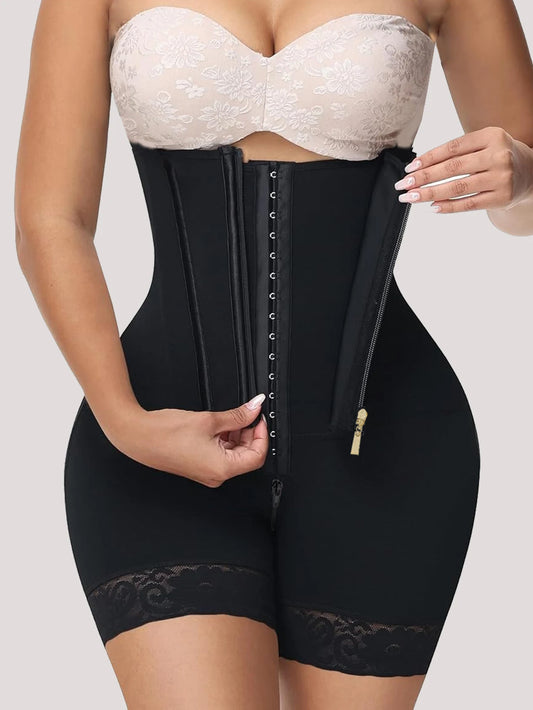 fajas colombianas steel bone body shaper shapewear women butt lifter tummy control high waisted panties zipper high compression