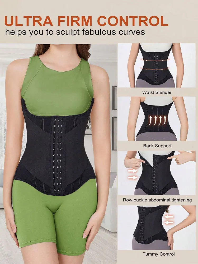 U-shaped Waist Trainer Corset Women Buttoned Shapers Breast Lifted Waist Trainer Steel Bone Slimming Breathable Shapewear