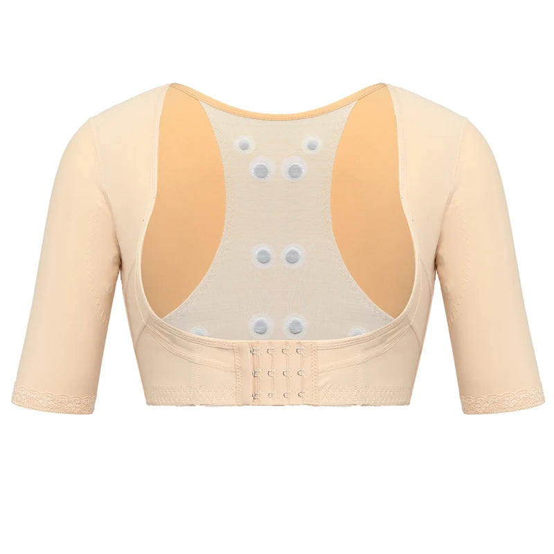 Upper Arm Shaper for Women Post Surgery Compression Sleeves Slimmer Posture Corrector Top Front Closure Breast Support Shapewear