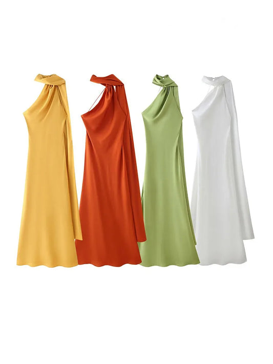 Halter Neck Backless Evening Dress — Sleeveless Slim Party Dress
