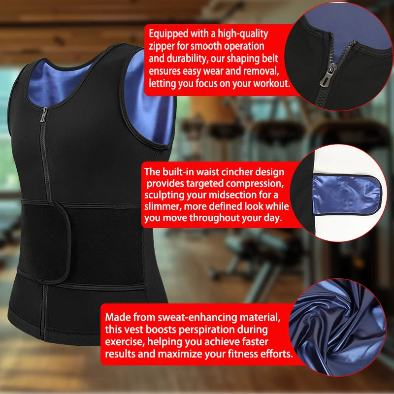 Men's Body Shaper Abdomen Reducer Sweat Sauna Vest Fitness Belt Waist Trainer Belly Slimming Shapewear Fat Burner Corset Top
