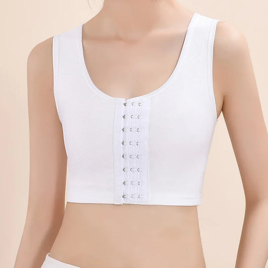 Women‘s Shapers Chest Breast Front Button Short Vest Chest Binder Underwear Mesh Breathable Tank Tops Corset Chest Wrap Bandage