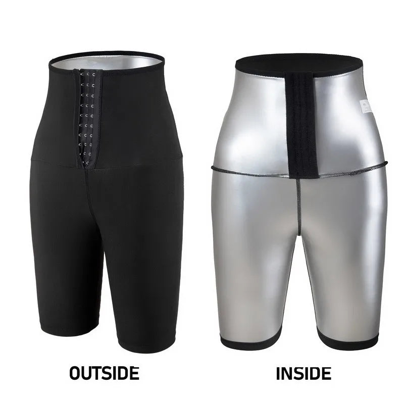 Qtree Sauna Body Shaper Pants Women Hot Thermo Sweat Slimming Shorts Fitness Hooks Workout Gym Leggings Waist Trainer Shapewear