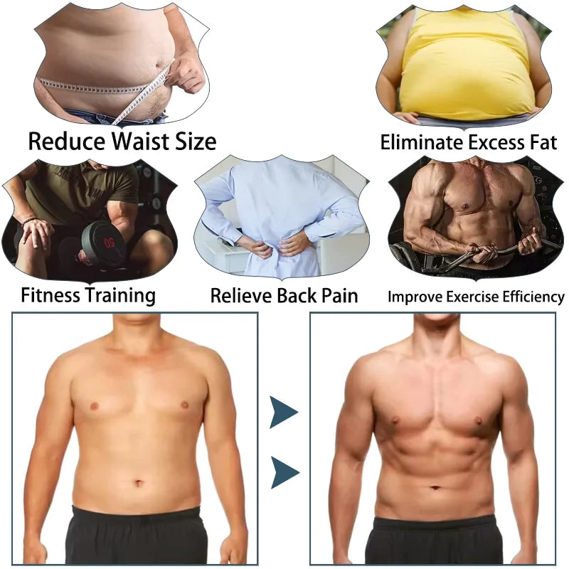 Men's Body Shaper Abdomen Reducer Sweat Sauna Vest Fitness Belt Waist Trainer Belly Slimming Shapewear Fat Burner Corset Top