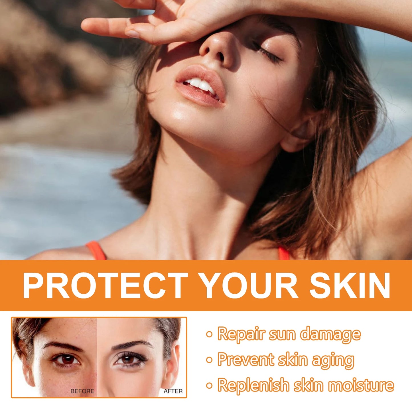 Face & Body Sunscreen Non-Greasy SPF 100+ Facial Sunblock UVA & UVB Protection Sunblocking Cream Anti Aging for Summer Beach