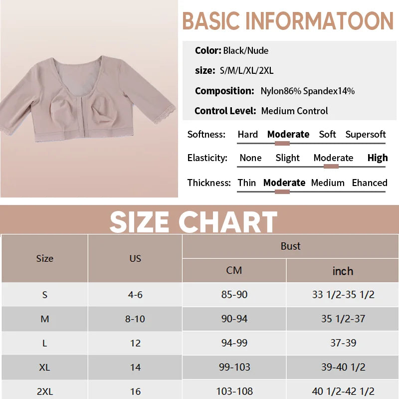 Upper Arm Shapers Compression Half Sleeve Women Arm Shapewear Humpback Posture Corrector Shoulder Breast Support Push Up Tops
