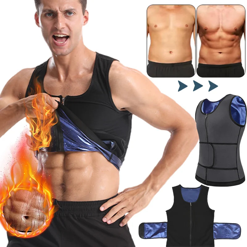 Men's Body Shaper Abdomen Reducer Sweat Sauna Vest Fitness Belt Waist Trainer Belly Slimming Shapewear Fat Burner Corset Top