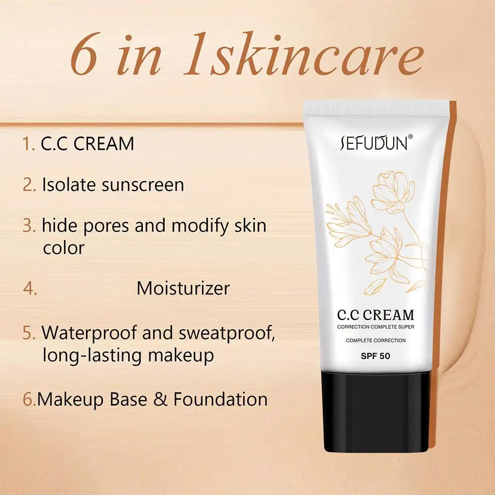 With Spf 50 Color Changing CC Cream Full Coverage Color Changing Full Coverage Cream Even Skin Tone Self Adjusting